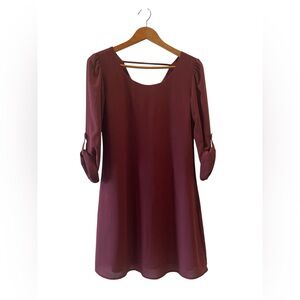 Speechless Burgundy Long Sleeve Dress